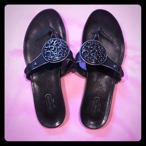 Coach Jadie Black Signature Thong Sandals size 7